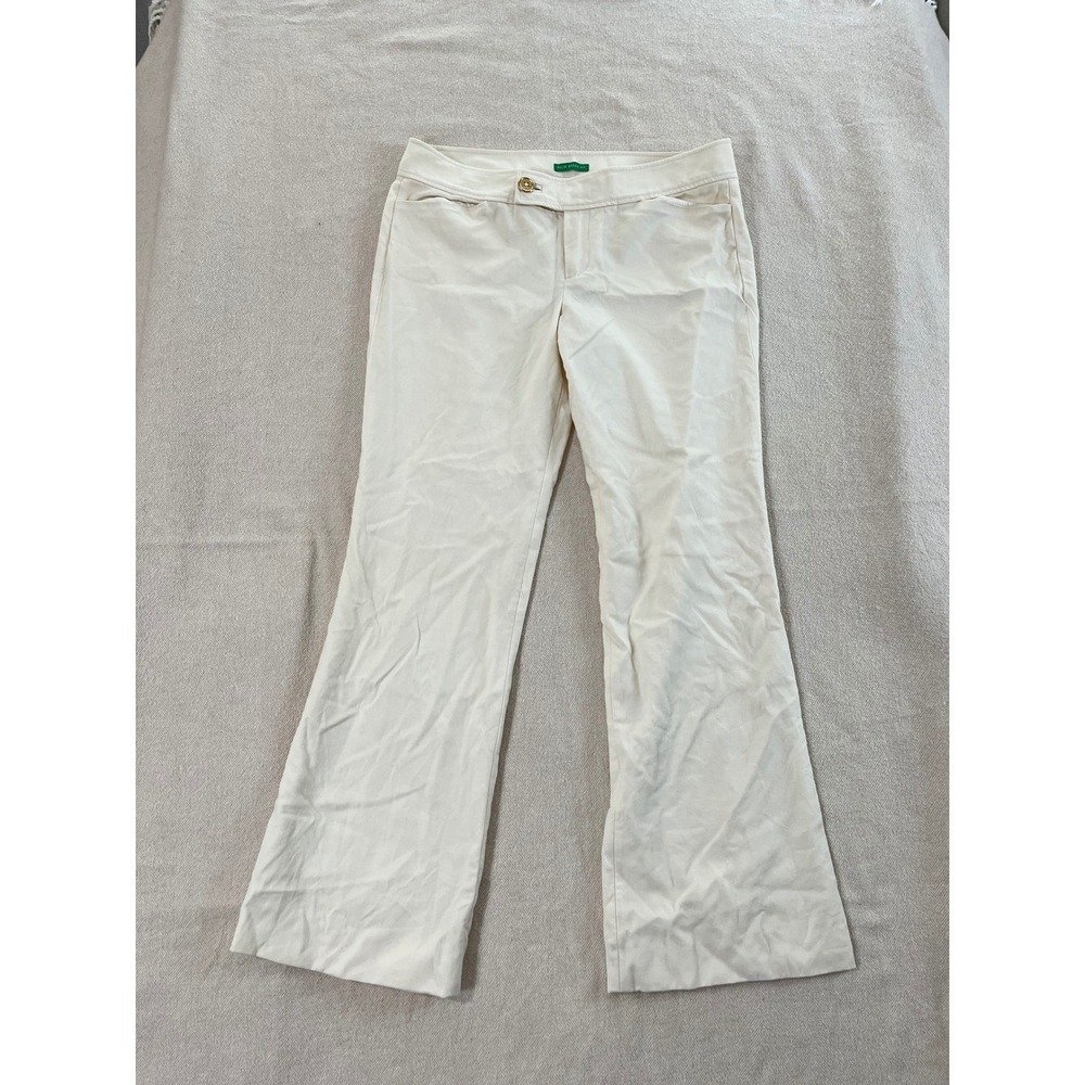 Vintage Lilly‎ Pulitzer Palm Beach Fit Flare Pants Women size 2 Cream Custom Hem
